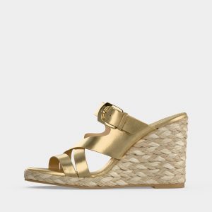 Stuart Weitzman SAI WEDGE - Heeled Mules - golden-coloured