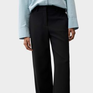 OPUS PANTS MID RISE WEITER BEINVERLAUF - Trousers - black
