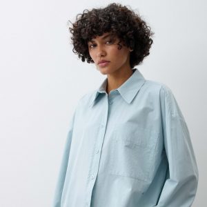 OPUS PANTS LANGARMBLUSE FADY - Button-Down Blouse - dusty aqua