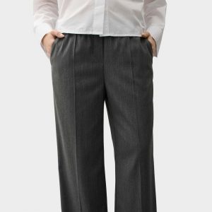 OPUS PANTS WIDE LEG PANTS MUCIA SMOOTH - Trousers - quiet grey