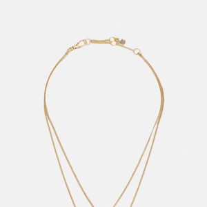DKNY DOUBLE PENDANT - Necklace - black/gold-coloured